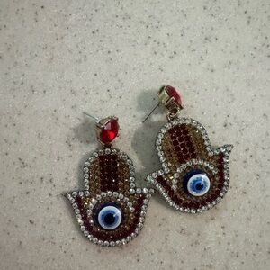 Hamsa Hand Earrings with Evil Eye